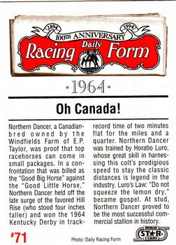 1993 Horse Star Daily Racing Form 100th Anniversary #71 Northern Dancer Back